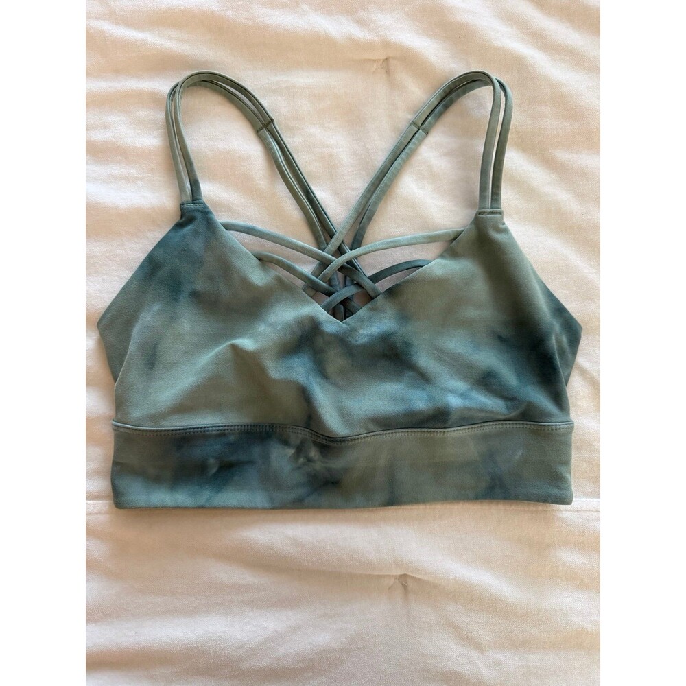 JoyLab Green Tie Dye Strappy Sports Bra Criss Cross Back